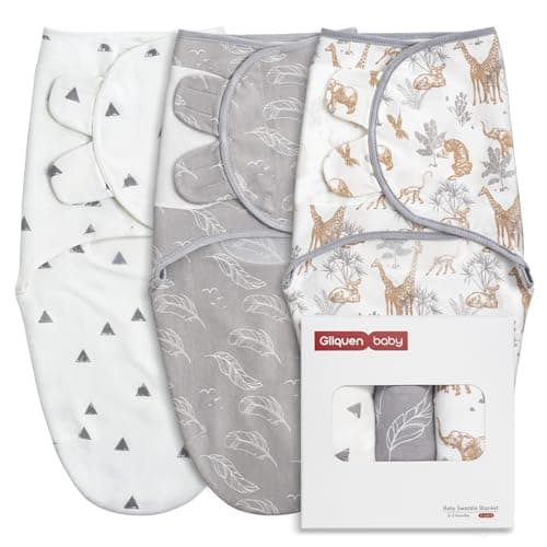 Image of GLLQUEN BABY Baby Swaddle Wraps for 0-3 Months Newborn,Oeko-tex100,100% Breathable Organic Cotton Fabric Swadding Blankets,3 Pack (Jungle Exploration)