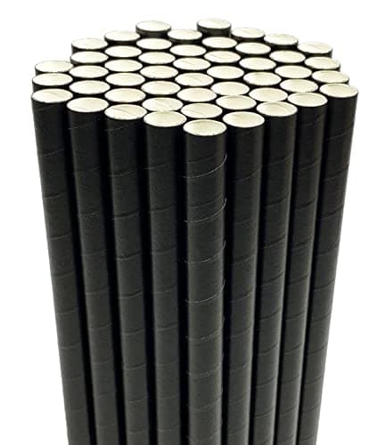 Image of Bubble Tea Straws Milkshakes Smoothie Jumbo Slushie Drinking Paper Straws Disposable Extra Wide 12mm Thick Straw for Shower Art Celebration Festival Party Supplies, Black 50 Pack
