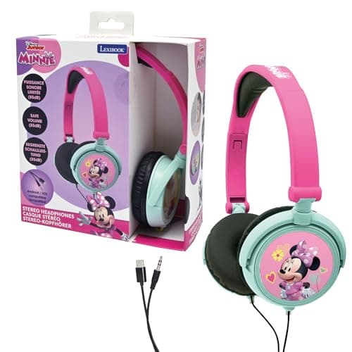 Image of LEXIBOOK, Disney Minnie, Stereo Headphones, kids safe volume, foldable and adjustable, pink/green, HP010MN