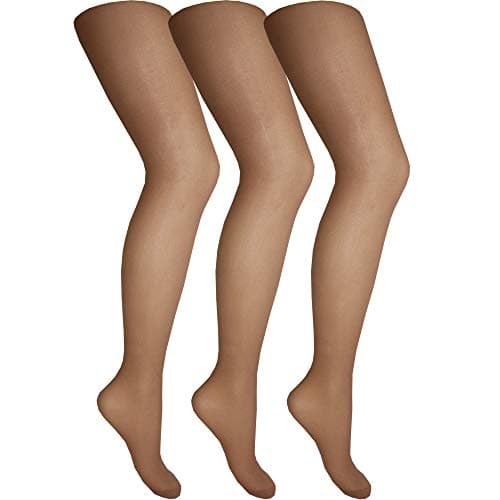 Image of Cindy Women's Ladder Resist Tights with Panel Gusset (3 Pair Pack) (X-Large (48"-54" Hip), Sahara)