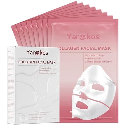Image of Yargkos 8 Pcs Collagen Facial Mask, Real Deep Hydrogel Face Sheet Mask Skincare, Moisturizing Hydrating Jelly Gel Mask, Elasticity Improvement, Pore Minimizing, Self Care Gifts for Women