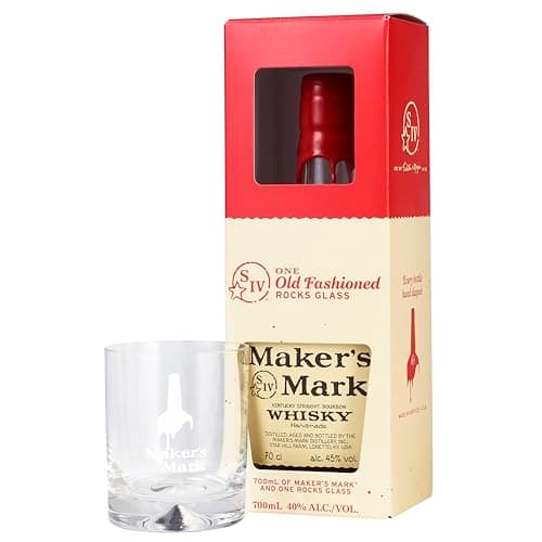 Image of Maker's Mark Kentucky Straight Bourbon Whisky -Limited edtion Glass pack - Perfect in an Old Fashioned - 45% ABV - 70cl