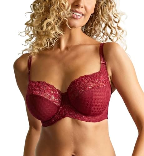 Image of Panache Women's Envy Underwire Balcony Stretch Lace Bra | Full Coverage, Supportive Lift & Comfort for Large Bust, Sparkling Cherry, 38F