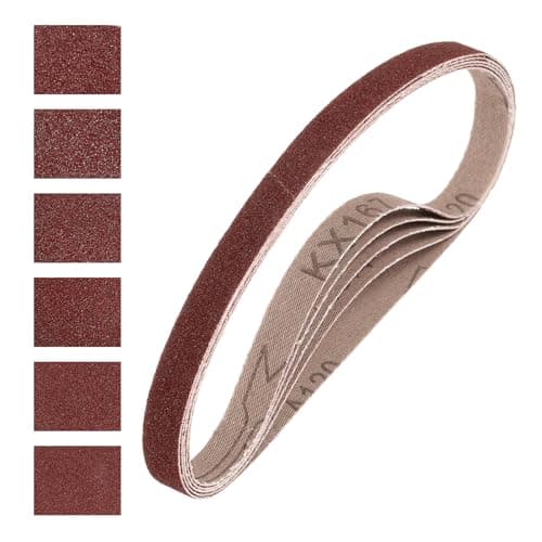Image of sourcing map 25mm x 762mm Sanding Belts, 6 Pcs 36/40/60/80/100/120 Grits Aluminum Oxide Abrasive Belt Sander File Belt for Woodworking, Metal Polishing, Knife Sharpener