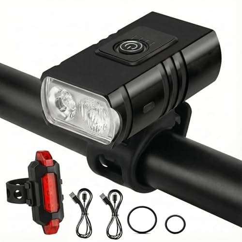Image of Super Bright Bike Lights Set – 1000 Lumen Dual Beam Front & Rear LED Cycle Lights with Smart Sensor, 6 Front & 4 Rear Modes, USB Rechargeable & IPX4 Waterproof for Night Riding Safety