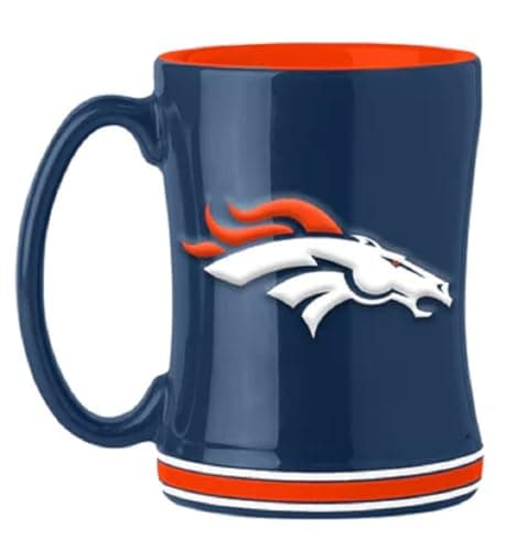 Image of Logo Brands 610-C14RM: Denver Broncos 14oz Relief Mug