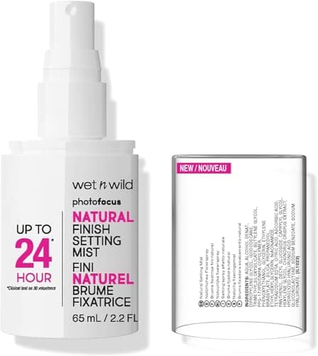 Image of Wet n Wild Photo Focus Natural Finish Setting Mist, Makeup Setting Spray Enriched with Vitamin B5 and E, Lightweight Formula, 24 Hour Long-Lasting Setting Spray