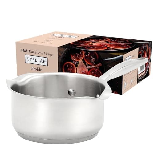 Image of Stellar Profile Milk Pan with Pouring Lip, 0.8L - 14cm Saucepan for Induction Hobs, All Hob Types & Gas Ranges - Small Stainless Steel Pot, Oven Safe, Dishwasher Safe - Soups, Sauces, Porridge & Milk