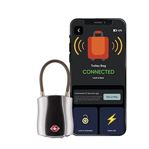 Image of tag8 Dolphin Smart Padlock (Pack 1), TSA-Compliant Suitcase and Luggage Locks with Alarm, Keyless Bluetooth Suitcase Lock and Locker Padlock, Unlock via Phone App, Android and iOS Compatible, Silver