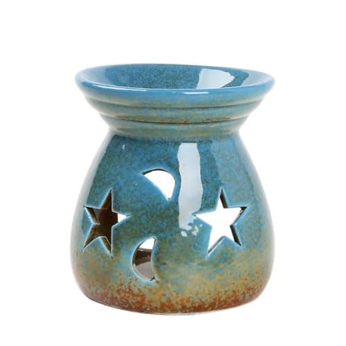 Image of Wambere Ceramic Incense Burner Aroma Lamp Tea Light Holder Oil Burner Ornaments for Aromatherapy Burner Aroma Burner Aroma Lamps for Bedroom Living Room Home Decoration, Blue