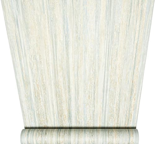 Image of SOPHIE LAURENCE Duck Egg Stripe Wallpaper Textured Gold Metallic Shimmer Paste Wall Free Match