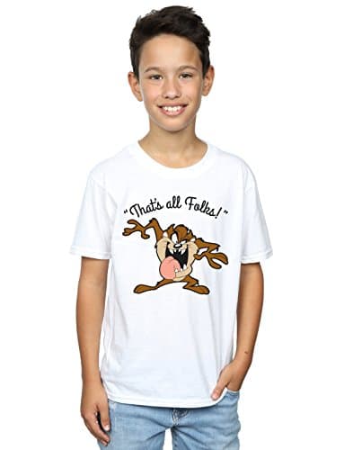 Image of LOONEY TUNES Boys Taz That's All Folks T-Shirt 5-6 Years White