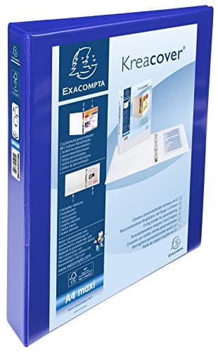 Image of Exacompta - ref. 51942BE - 1 Customizable rigid opaque binder with 2 pockets - 4 D-rings of 30 mm - Spine 47 mm - External dimensions: 32 x 27.7 cm - Format to file A4 Maxi - Colour: blue