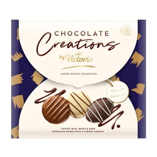 Image of Katsy Style Victoria Chocolate Creations - Luxury Biscuit Collection, Assorted Milk, Dark and White Chocolate Biscuits, 307g Pack, Gift Box for Sharing, Tea Time Snacks, Sweet Treat Assortment