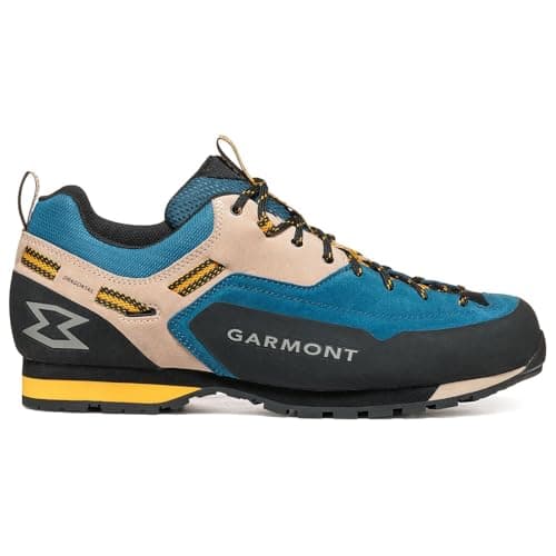 Image of GARMONT Dragontail LT Evo Breathable and Stable Approach Shoes for Men with Mesh Lining and Grippy Outsole, Hiking Shoes, Climbing Shoes, Corsair Blue Garmont Orange, 9 UK