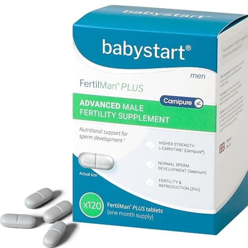 Image of Babystart Fertility Supplements for Men - FertilMan Plus Advanced 120 Tablets, Male Fertility Vitamins with Zinc, Folic Acid and Vitamin D for Conception, Immune Support - Mens Health Supplement