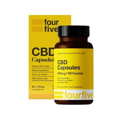 Image of fourfive CBD Capsules 600mg (High Strength) Unflavoured, Muscle & Sleep Aid, Natural & Vegan Friendly - 60 Capsules