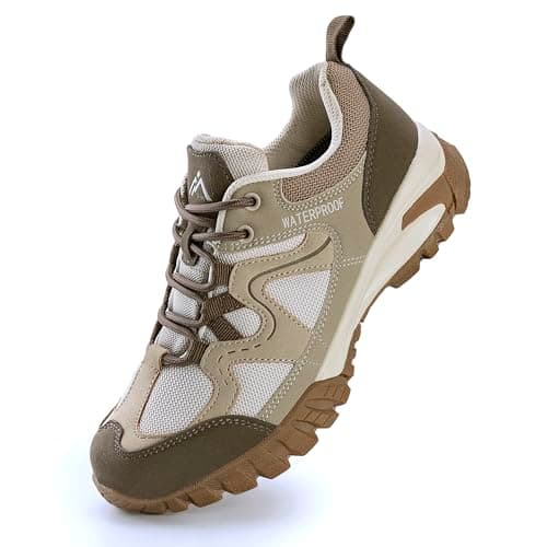 Image of CC-Los Waterproof Walking Shoes for Women, Lightweight Hiking Shoes for Outdoor Climbing Beige Size 4