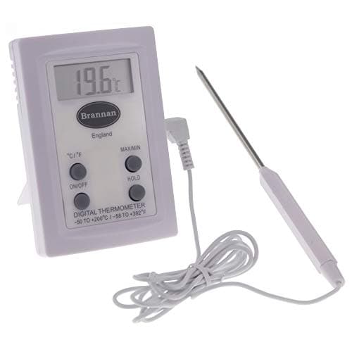 Image of Brannan Digital Probe Thermometer with Max Min Temperature Memory Feature Wide Range Robust Stainless Steel Temperature Probe