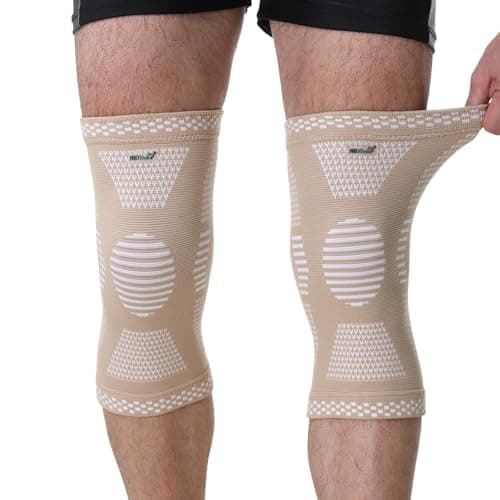 Image of Neotech Care Bamboo Fiber Knee Support - Lightweight, Elastic, Comfortable & Breathable Fabric - Sleeve Brace for Men, Women, Youth - Right or Left (Beige Colour, Size M, 1 Pair)
