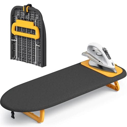 Image of KINGRACK Tabletop Ironing Board, Small Ironing Board with Iron Mat, Foldable Mini Iron Board, Easy Storage for Travel & Dorm, 12x32 Black