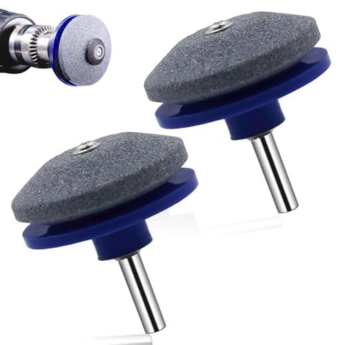 Image of 2 Packs Blue Lawn Mower Blade Sharpener - Universal Garden Tool Drill Attachment for Rotary Mowers, Hoes, Spades, Lawn-Edgers, Shears and Other Tools
