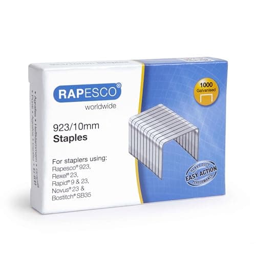 Image of Rapesco 1237 Type 923/10 mm Galvanised Heavy Duty Staples, Pack of 1000