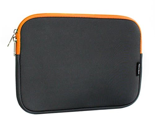 Image of Emartbuy Dark Grey/Orange Water Resistant Neoprene Soft Zip Laptop Sleeve for 11.6-12.7 Inch Notebooks and Chromebooks