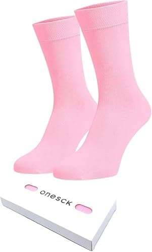 Image of ONESCK Super Soft Cotton Dress Socks Vibrant Plain Colours for Women (Candy Pink, 4-7)