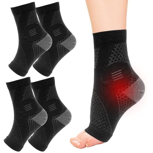Image of 2Pairs Plantar Fasciitis Socks, Professional Ankle Compression Socks Functional Socks for Neuropathy,Neuro Socks for Men Women (Black M)