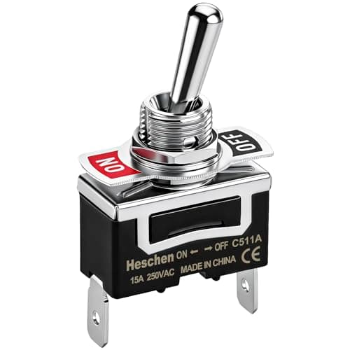 Image of Heschen Metal Toggle Switch, C511A, SPST, Maintained, ON/OFF 2 Position, 15A 250VAC, 2 Tab Terminal, CE (1)