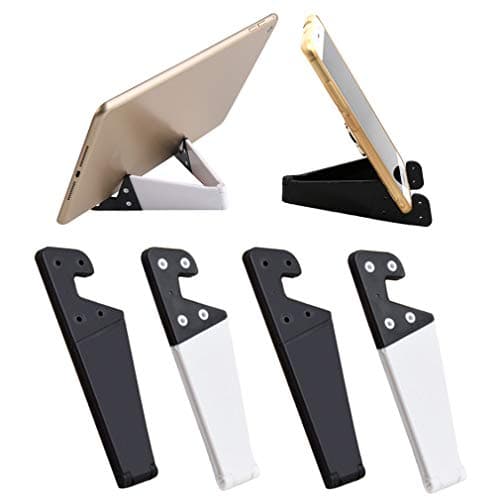 Image of RuiChy 4 Pcs Foldable Cell Phone Stand, V Shaped Universal Pocket Mobile Phone Holder, Portable Vertical and Horizontal Mount Desktop Holder Compatible with Tablets Smartphones (Black & White)