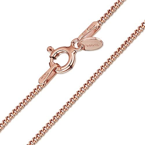 Image of Amberta 14K Rose Gold Plated on 925 Sterling Silver 1.3 mm Curb Chain Necklace Length 18" inch