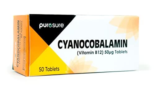 Image of PuroSure Vitamin B12 Tablets – High Strength - 200 Tablets (6 Month+ Supply) – Cyanocobalamin B12 50mcg Supplement - Contributes to The Reduction of Tiredness and Fatigue