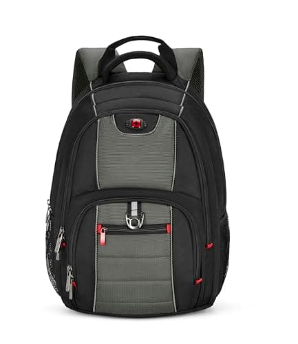 Image of Wenger Pillar 600633, 16 Inch Laptop Backpack, Triple Protect Compartment with Case-Stabilizing Platform, 25 Litre Capacity, Work, School, Travel, Commuting, Black/Grey 25 x 38 x 48 cm