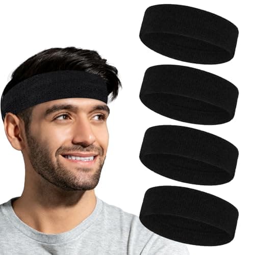 Image of HJZHII 4PCS Sweat Band for Men Women, Sweatbands Sport Headbands Sweat Head Bands Workout Headband Moisture Wicking Athletic Sweatband for Exercise Running Fitness Yoga