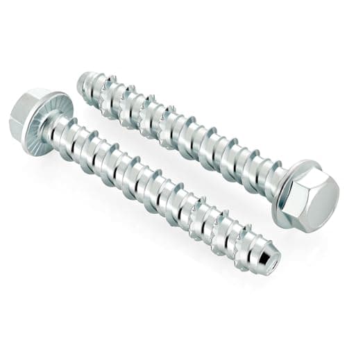 Image of Zynthor Concrete Screws Bolts, M8 x 100mm Hex Washer Head Concrete Anchor Bolts, Masonry Screws for Brick Wall, Used for Anchoring to Masonry, Brick or Block (10 pcs)