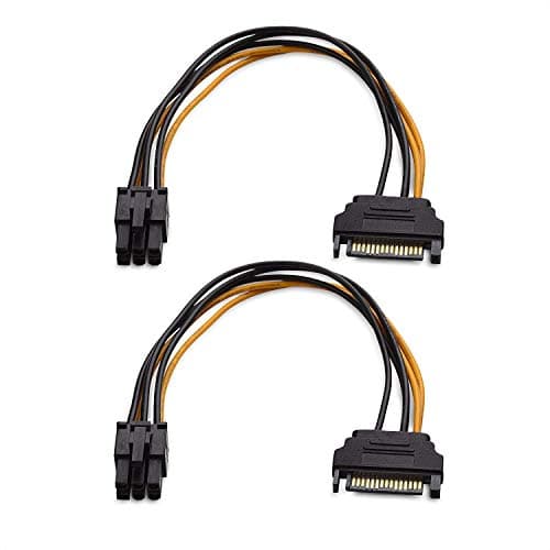 Image of Cable Matters 2-Pack 6 Pin to SATA Power Cable 20cm (6 pin female to SATA power cable/SATA to 6 Pin PCIe) - 20 cm