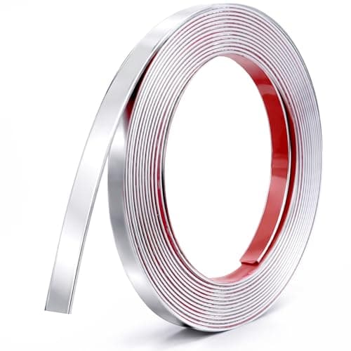 Image of Thinp 5m Wall Moulding Trim, 10mm Silver Moulding Trim Self Adhesive Edging Strip Flexible Metal-Like Bright Silver Tile Edging Trims for Ceiling Walls Windows Peel and Stick on 16.4ft