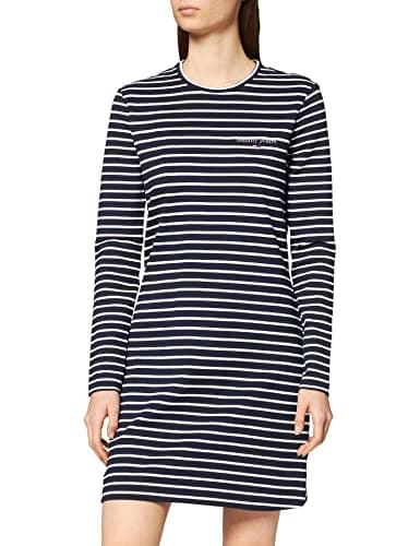 Image of Tommy Jeans Women's TJW ESSENTIAL STRIPE DRESS, Blue (Blue A), 6 (Size:XS)