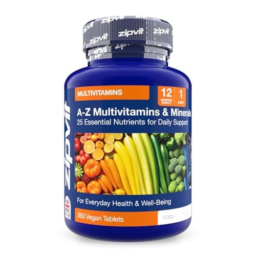 Image of Zipvit A-Z Multivitamin Tablets, Vegan Multivitamin & Minerals for Men and Women, 360 Tablets (12-Months Supply), 25 Essential Vitamins & Minerals for Immune Support, Bone Health, and Energy