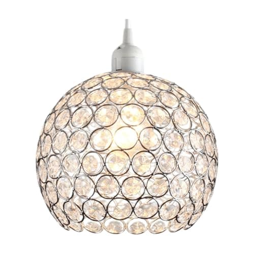 Image of Crystal Globe Ceiling Light Shade 20cm – Chrome Acrylic Jewel Pendant Lampshade, Easy Fit for E27/B22 Bulb – Modern Ceiling Light for Bedroom, Living Room, Hallway – LA50