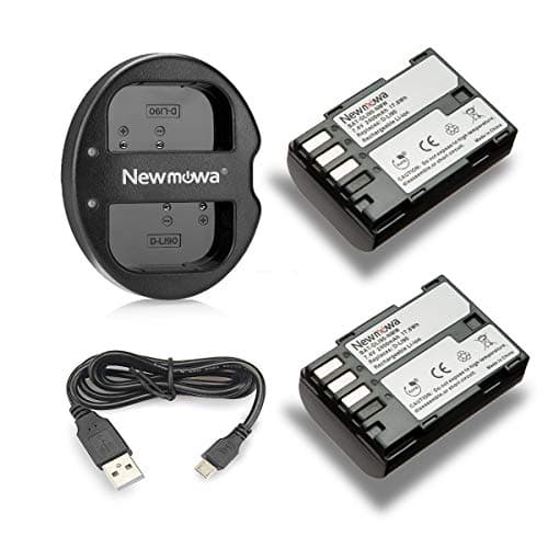 Image of Newmowa D-Li90 Replacement Battery (2-Pack) and Dual USB Charger for Pentax D-LI90 and Pentax 645D, 645Z, K-01, k-1,K-3, K-5, K-5 II, K-5 IIs, K-7