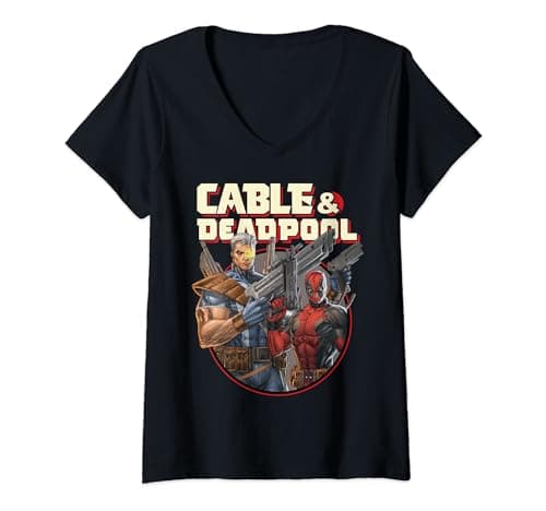 Image of Marvel Deadpool Cable & Deadpool Ready For Action V-Neck T-Shirt