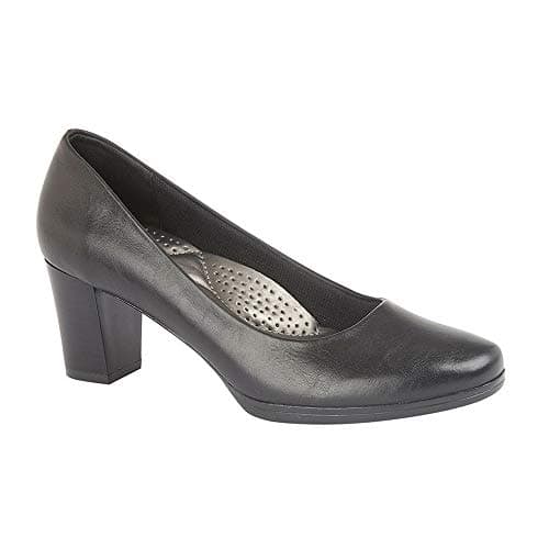 Image of Boulevard Women's PU Leather Court Shoe with 45mm Heel - Black, 5 UK