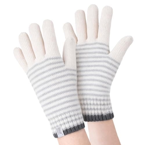 Image of HEAT HOLDERS - Ladies Cute Striped Fairisle Warm Knitted Fleece Lined Winter Thermal Gloves (M/L, Cream (Oslo))