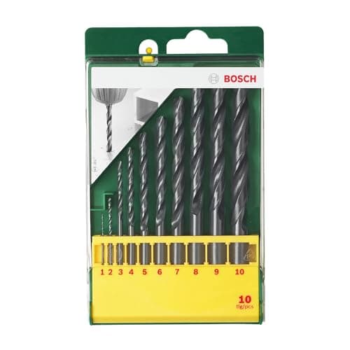 Image of Bosch 2607019442 10 Piece Metal HSS-R Drill Bit Set, Black