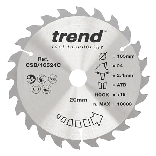 Image of Trend Wood Circular Saw Blade, 165mm Diameter, 30mm Bore, 48 Teeth, 2.4mm Kerf, +5° Hook, TCT, Fine Finish, CSB/16548