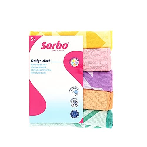 Image of Sorbo Pack of 5 Extra Large Microfibre Cleaning Cloths, Multipurpose Cleaning Towels, Streak-free, Super Absorbent and Washable Cloth Duster Suitable for Car Cleaning, House, Kitchen, Windows