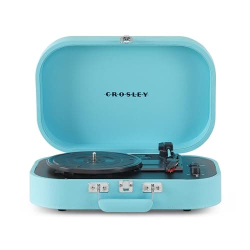 Image of Crosley Discovery Portable Turntable - Bluetooth Record Player, 3-Speed Suitcase Vinyl Player, Home Turntables for Vinyl Records, Built in Stereo Speakers & Bluetooth Receiver, AUX Input, Turquoise